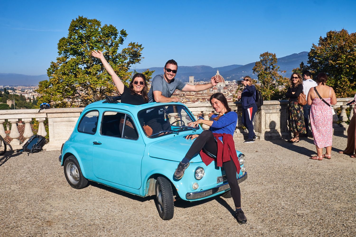 En las Colinas de Chianti en Fiat 500 vintage
